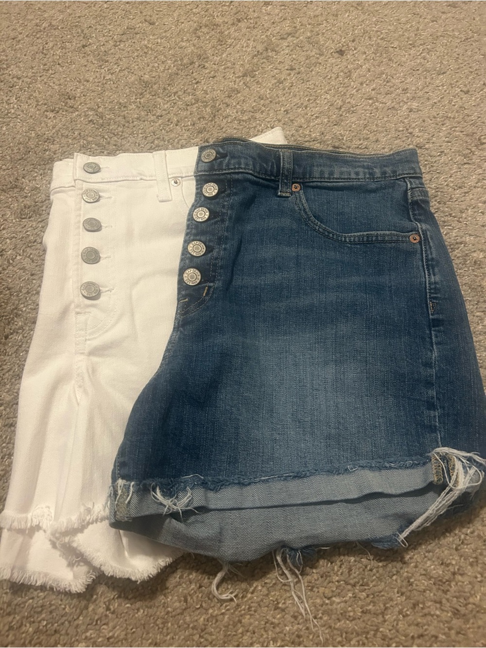 GAP White and Blue Denim Button-Fly Jean Shorts 2 pairs size 31 waist/12 regular